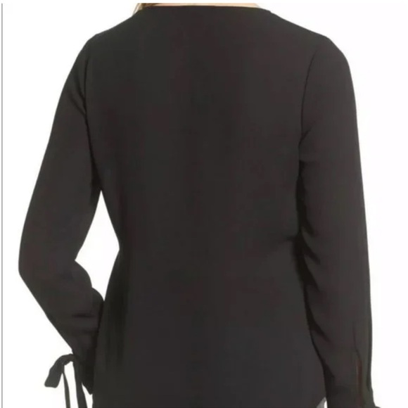 NWOT Nordstrom Trouvé Black Flowy Wrap Long Sleeve Blouse - Picture 2 of 8